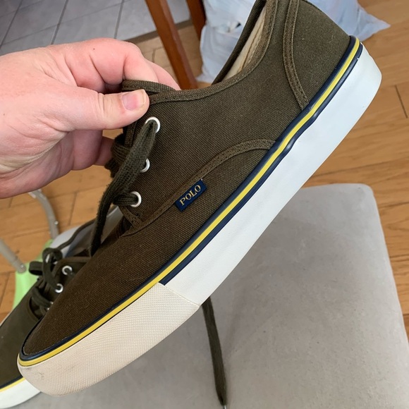 Men’s Polo by Ralph Lauren Morray Olive Canvas Lifestyle Shoes - Picture 4 of 6